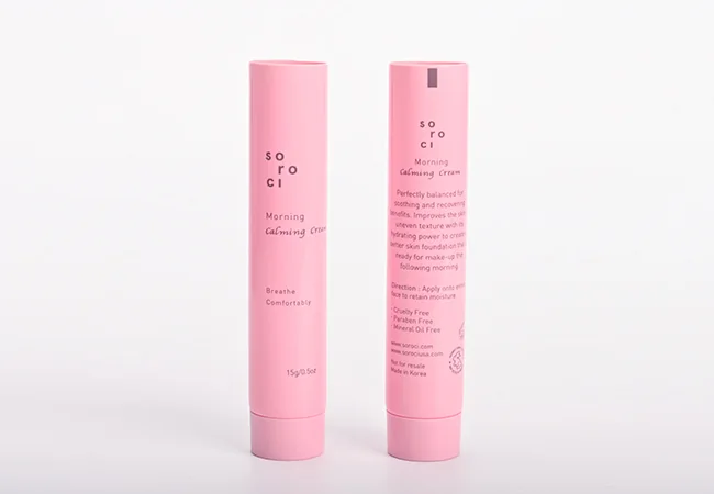 Pink cosmetic tube samples with matching closures