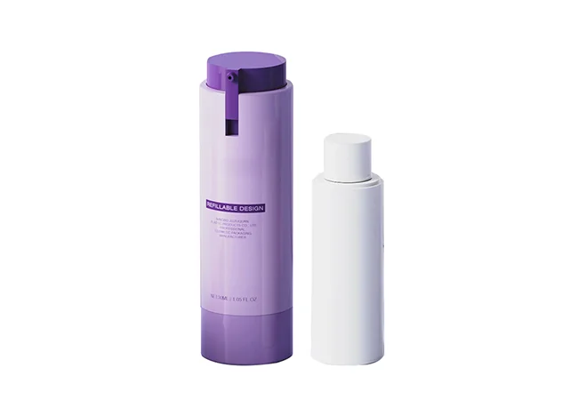 Purple outer case with a separate white refill container