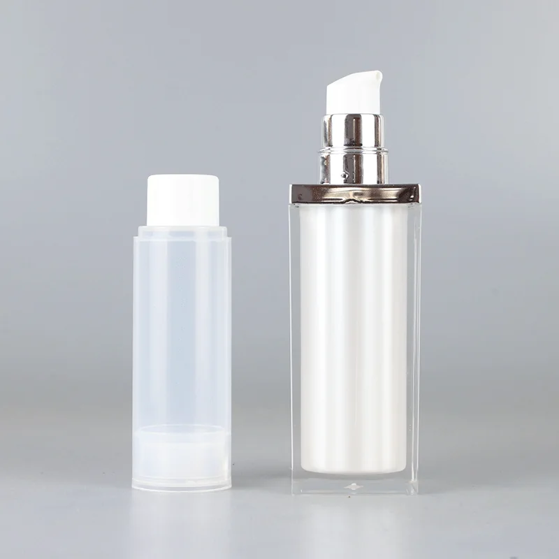 Separate refill vessel beside a cosmetic pump assembly