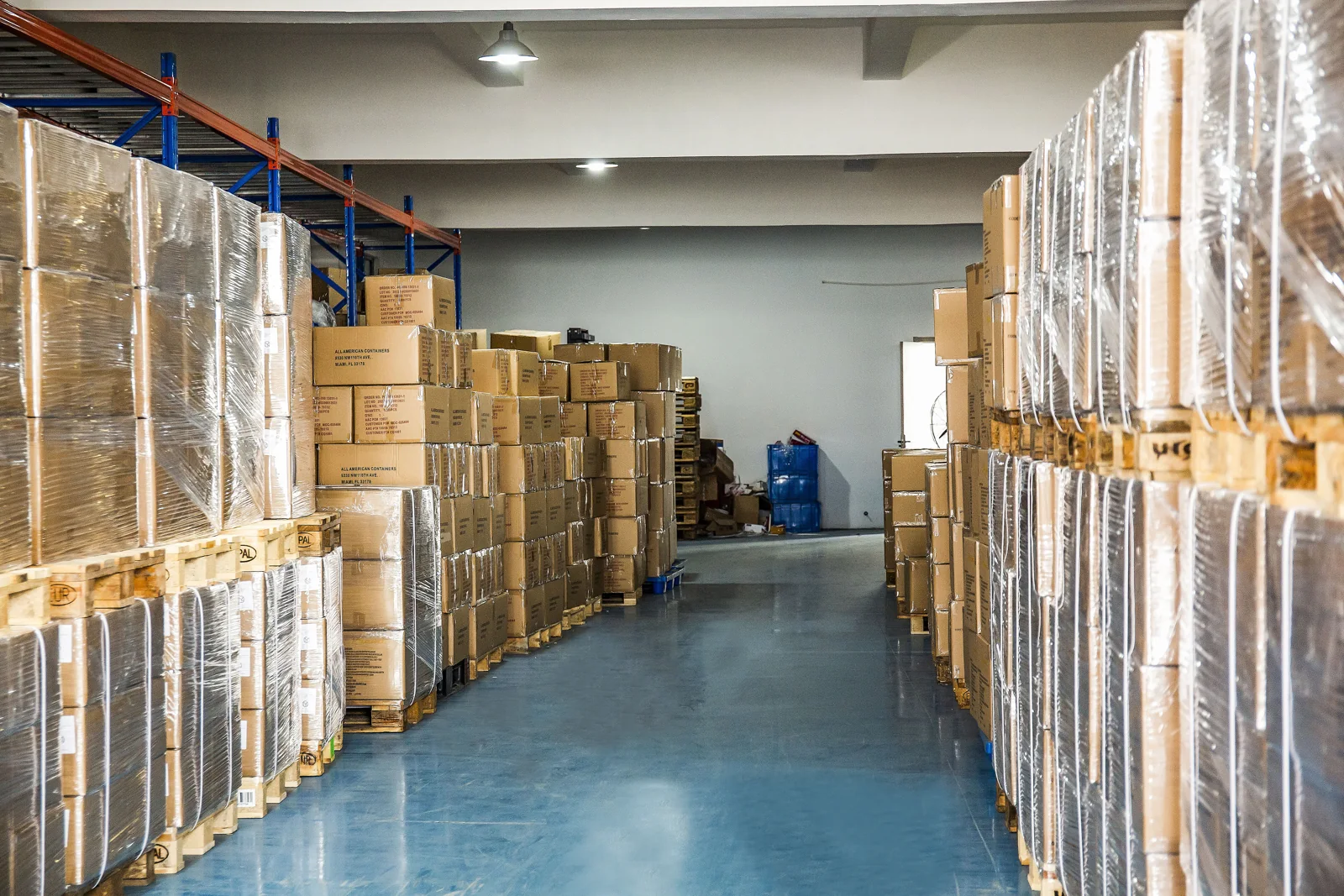 Stacked cartons in the Oulete warehouse